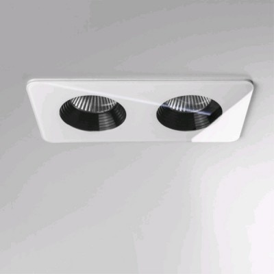 ALIET 2x6W LED IP65 OBDÉLNÍK Vestavné stropní bodové svítidlo, materiál kov, povrch bílá, kryt sklo čiré, LED 2x6W, teplá 3000K, 1191lm, Ra80, 350mA, IP65, tř.3, rozměry 90x175x75mm, BEZ trafa