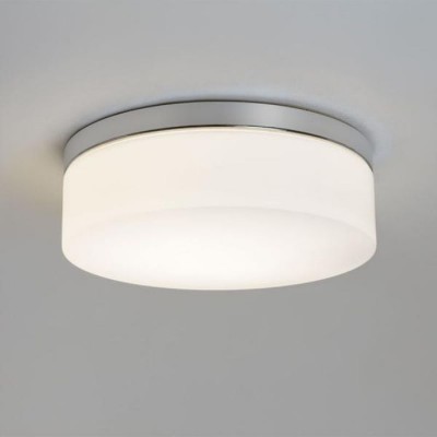 INIO do koupelny VÁLEC 60W E27 IP44 Stropní svítidlo, základna kov, povrch chrom lesk, difuzor sklo opál, pro žárovku 60W, E27, 230V, do koupelny IP44, tř.2, rozměry d=280mm, h=90mm