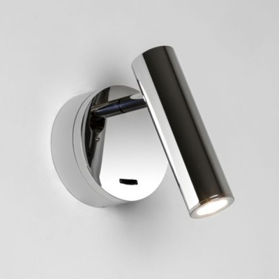 BRIANIT LED 3W KRUH Nástěnné svítidlo, nastav směr svícení, kruhová základna kov, povrch chrom lesk, LED 3W, teplá 2700K, 95lm, Ra80, 230V, IP20, tř.1, rozměry d=80mm, 155x110mm, vč. vypínače, vč. trafa