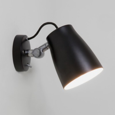 EDEN nástěnná malá Nástěnná lampa, těleso hliník, povrch černá, detaily hliník, pro žárovku 1x28W, E27 A60, A60, 230V, IP20, tř.2, rozměry 345x185mm, vč. vypínače