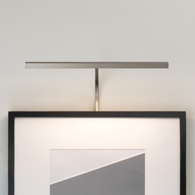 DINIT LED 6,8W OBLOUK Nástěnné svítidlo, pro osvětlení obrazů, nastavitelný sklon svícení, materiál kov, povrch nikl mat, LED 6,8W, teplá 2700K, Ra80, 12V, IP20, tř.3, rozměry 185x400mm, BEZ trafa