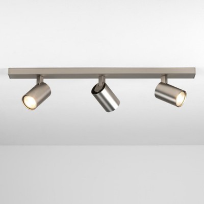 DIOPTAS CL3 Stropní bodové svítidlo, nastavitelný směr svícení, materiál kov, povrch nikl mat, imitace opotřebení, pro žárovku 3x50W, GU10, 230V, IP20, tř.2, rozměry 130x600mm