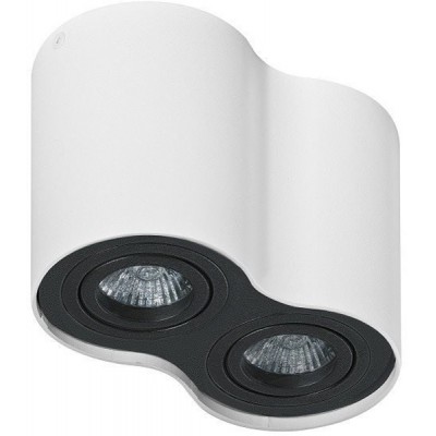BONDE Stropní, přisazené, bodové svítidlo, těleso hliník, povrch bílá a černá, výklopný světelný zdroj +-60°, 2x50W, GU10, 230V, IP20, rozměry: d=170mm, l=120mm.
