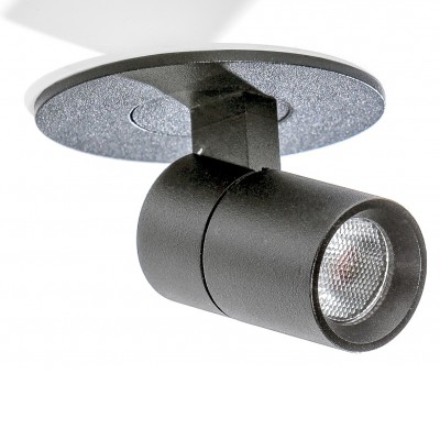 REGIS Podhledové bodové svítidlo, nastavitelný směr svícení, těleso hliník, povrch černá, LED 2W, 170lm, teplá 3000K, 230V, IP20, rozměry: d=60mm, h=45mm.