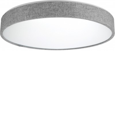 TORQUAY, LED 50W, CCT Stropní, přisazené svítidlo, těleso hliník, stínítko textil šedá, difuzor plast opál, LED 50W, 3400lm, dálk ovladačem stmívatelné CCT, teplá 2700K - denní 6500K, 230V, IP20, d=480mm, h=80mm