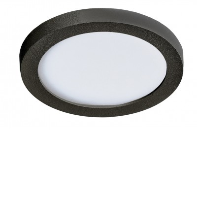 VERDE R Vestavné stropní svítidlo, materiál kov a hliník, povrch černá, difuzor plast opál, LED 12W, 1000lm, teplá 3000K, IP44, Ra90, rozměry d=145mm, h=20mm.