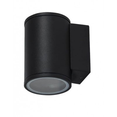 RUGBY R 1x35W Nástěnné venkovní bodové svítidlo, těleso kov, povrch černá, kryt sklo čiré, pro žárovku 1x35W, GU10, 230V, IP54, rozměry d=120mm, h=135mm, svítí dolů.