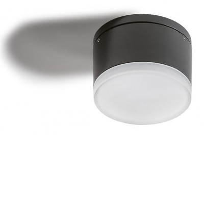 SACRE R 10W IP54 Stropní přisazené venkovní svítidlo, těleso kov, povrch černá/bílá/tmavě šedá, dif plast opál, LED 10W, 800lm, teplá 3000K, 230V, IP54, rozměry d=108mm, h=74mm.