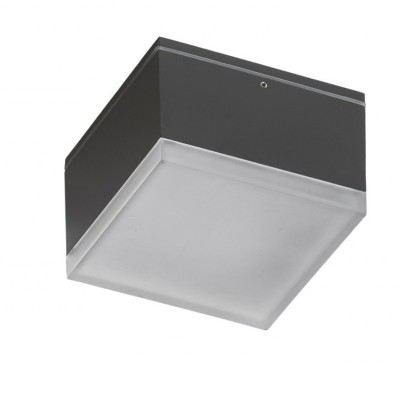 SACRE SQ 10W IP54 Stropní přisazené venkovní svítidlo, těleso kov, povrch tmavě šedá, dif plast opál, LED 10W, 800lm, teplá 3000K, 230V, IP54, rozměry 108x74x108mm.