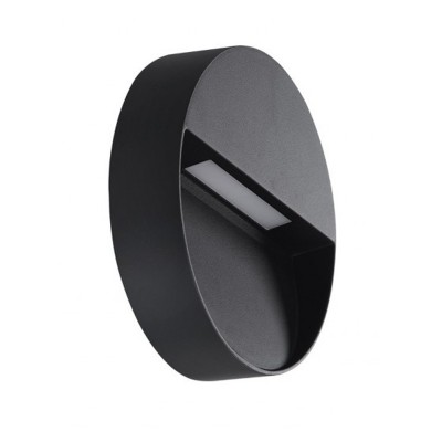 ALMUS R 6W Nástěnné venkovní svítidlo, materiál kov, povrch tmavě šedá, difuzor plast opál, LED 6W, 450lm, teplá 3000K, IP54, rozměry d=150mm.