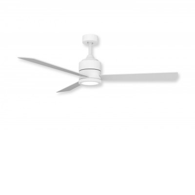 JANE 18W CCT Stropní ventilátor s osvětlením, základna a lopatky kov, povrch bílá, difuzor plast opál, LED 18W, dálk. ovl. CCT teplá 3000K-5500K, 230V, IP20, tř.1, d=1240mm, h=400mm