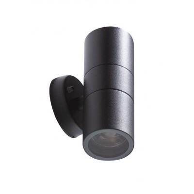 AMIGDA 2x35W, GU10 Nástěnné venkovní svítidlo, těleso kov, povrch černá, pro žárovku 2x35W, GU10, 230V, IP44, rozměry d=60mm, h=160mm, svítí nahoru/dolů.