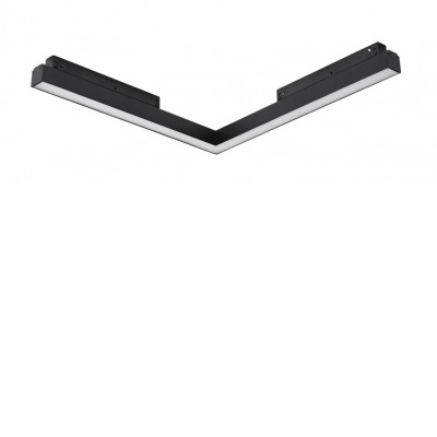 AUCA corner TR hor 24W Rohové horizontální svítidlo do magnetického systému, těleso kov, povrch černá, dif plast opál, LED 24W, 1200lm, teplá 3000K, vyzař. úhel 120°, 48V, IP20, rozměry 316x316x25mm.