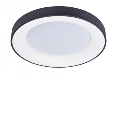 BANIO PL 50W, CCT Stropní, přisazené svítidlo, těleso hliník, povrch černá saténová, dif  plast opál, LED 50W, 3100lm, dálk. ovl. CCT nast. teplota teplá 3000K - 6000K, stmív, 230V, IP20, rozměry d=600mm, h=90mm.