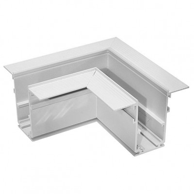 BRAGO II CTH90, 230V Rohová L spojka 90°, horizontální odbočení, vestavného magnetického systému, pro kolejnice o velikosti 57mm, materiál hliník, povrch bílá, 230V, rozměry 70x57x70mm.