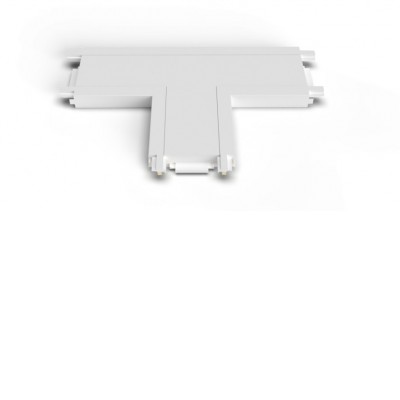 BRAUSO T connector, 48V T-konektor, spoj pro magnetický systém, těleso plast a měď, povrch bílá, IP20, 48V, rozměry 86x6x55mm.