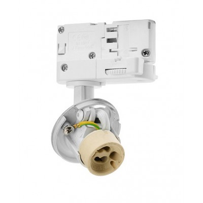 REKOM BASE 10W GU10 3F track Bodové svítidlo, nastavitelný směr svícení, těleso hliník, povrch bílá, pro žárovku 10W, GU10, ES50, 230V, IP20, vč 3F adaptéru kompatibilní NORDIC ALUMINIUM, pouze základna, válec SAMOSTATNĚ
