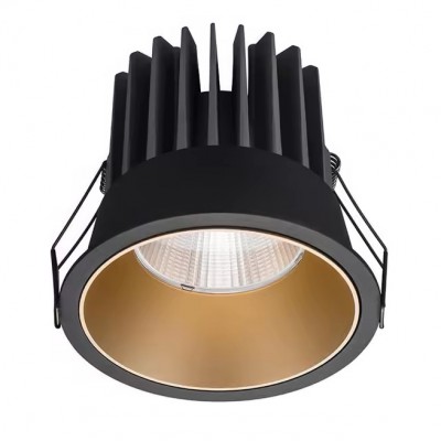 SP-XN LED 15W Podhledové bodové svítidlo, těleso hliník, rámeček černá, komínek zlatá mat, LED 15W, 1500lm, neutrální 4000K, Ra80, stmív TRIAC, IP20, d=85mm, h=75mm