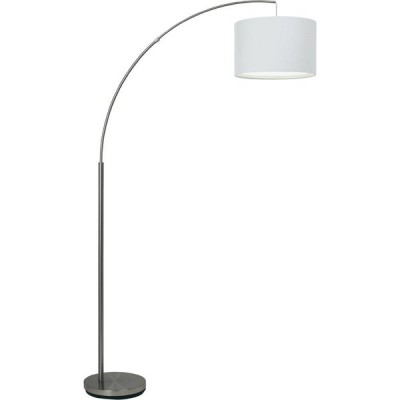 BALIS stojací VÝPRODEJ Stojací lampa s vyloženým ramenem, zákl kov, povrch chrom mat, stínít textil, šedá, sklo opál mat pro žárovku 1x60W, E27, 230V, IP20, klob d=400mm, h=330mm, těl 