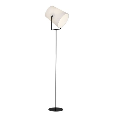 GROO 1X60W E27 STOJACÍ Stojací lampa, základna kov, povrch černá, stínítko textil bílá, nastavitelný sklon klobouku +-30°, pro žárovku 1x60W, E27, 230V, IP20, tř.2, rozměry 300x250x1590mm, vč vypínače na kabelu