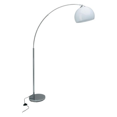 NOLTA Oblouková stojací lampa, základna kov, povrch chrom, stínítko plast bílý, pro žárovku 1x60W, E27 A60, 230V, IP20, tř.2, rozměry l=1220mm, h=1660mm, s vypínačem