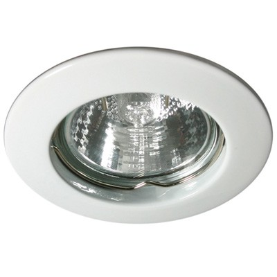 APOS P-W Stropní, podhledové, bodové, svítidlo, pevné, těleso kov, povrch bílá, pro žárovku 50W, Gx5,3 (GU5,3), 12V, IP20, d=85mm, h=100mm, symbol "F" montáž na hořlavý podklad max 35W