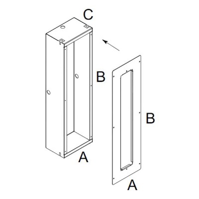 CONCRETE BOX 145 Box pro montáž vestavného svítidla do stěny, nebo do betonu, materiál ocelový plech, 150x210x75mm