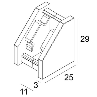 FEMTOLINE 25R Koncovka profilu, materiál plast, povrch, elox šedostříbrná, černá, bílá š=25mm, h=29mm, cena za 2ks