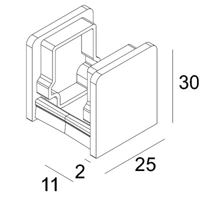 Koncovka profilu Koncovka profilu, materiál plast, povrch, černá, š=25mm, h=30mm, cena za 2ks