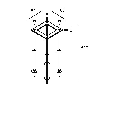PLATE 3 Kotvící sada pro montáž sloupkového svítidla do betonu, 85x85x3mm