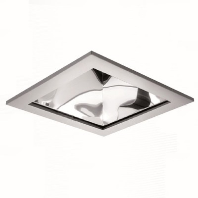 ADAMS SQ Podhledové stropní svítidlo downlight, kov, šedý rámeček, hladký refl (+ kříž. mřížka ), zářivka 13W, 18W, 26W, 32W, 42W, 230V, IP20, rozměry dle typu provedení