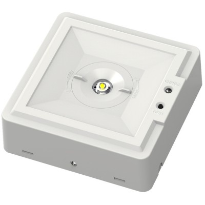 SECUR LED 2,7W CORRIDOR Stropní, přisazené nouzové svítidlo, plast bílá, charakteristika CORRIDOR, LED 2,7W, 150lm, denní 5000K, záloha 3h, 230V, IP20, tř.1, 130x130x45mm