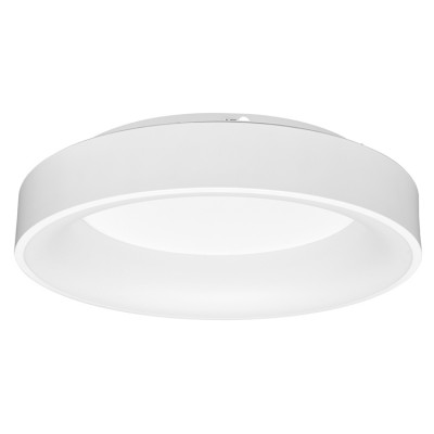 LORNA R 40W CCT Stropní svítidlo, těleso kov, povrch bílá, dif plast, LED 40W, 2600lm, dálkovým ovladačem stmívatelné. CCT nast teplota teplá 3000K-denní 6500K, Ra80, 230V, IP20, rozměry d=450mm, h=100mm.