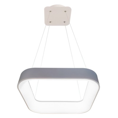 LORNA HL SQ 40W CCT Závěsné svítidlo, těleso kov, povrch šedá/bílá, difuzo plast, LED 40W, 2600lm, dálkovým ovladačem stmívatelné. CCT nast teplota teplá 3000K-denní 6500K, Ra80, 230V, IP20, 450x450mm, vč závěs lanka l=1200mm