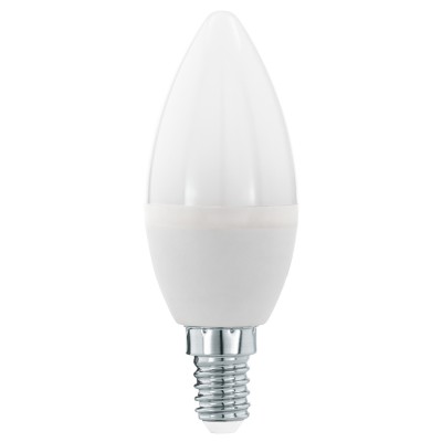 LED BÍLÁ 5,5W E14 C37 TEPLÁ Světelný zdroj žárovka svíčková, zákl kov, difuzor plast opál, LED 5,5W, E14, C37, teplá 3000K, 470lm, Ra80, 230V, vyzařovací úhel 200°, stř život 15.000h, 15.000x zap/vyp, d=37mm h=100mm