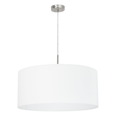 PASTERI VÝPRODEJ Závěsné svítidlo, záklana kov, povrch nikl mat, stínítko textil bílý, pro žárovku 1x60W, E27 A60, 230V, IP20, tř.1, rozměry d=530mm, h=1100mm
