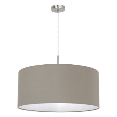PASTERI VÝPRODEJ Závěsné svítidlo, záklana kov, povrch nikl mat, stínítko textil taupe, pro žárovku 1x60W, E27 A60, 230V, IP20, tř.1, rozměry d=530mm, h=1100mm