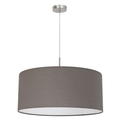 PASTERI VÝPRODEJ Závěsné svítidlo, záklana kov, povrch nikl mat, stínítko textil šedočerná antracit, pro žárovku 1x60W, E27 A60, 230V, IP20, tř.1, rozměry d=380mm, h=1100mm
