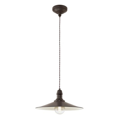 STOCKBURY VÝPRODEJ Závěsné svítidlo, těleso kov, povrch hnědá antická imitace opotřebení, pro žárovku 1x60W, E27 A60, 230V, IP20, zař.tř.2, stínítko d=360mm, splétaný závěsný kabel h=1100mm, lze zkrátit