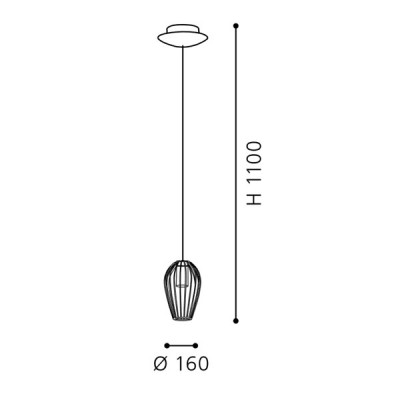 NEWTOWN Závěsné svítidlo, těleso kov, povrch černá, pro žárovku 1x60W, E27 A60, 230V, IP20, tř.2 rozměry d=160mm, závěs h=1100mm, lze zkrátit