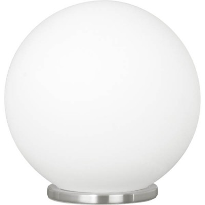RONDO Stolní lampa, základna plast, povrch bílá, difuzor sklo opál mat, pro žárovku 1x60W, E27, A60, 230V, IP20, tř.1, d=200mm, s vypínačem
