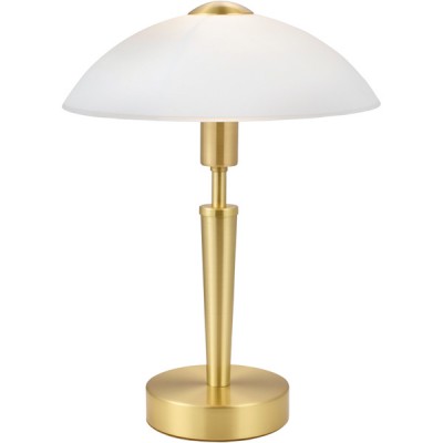SOLO 1 VÝPRODEJ Stolní lampa, těleso kov, povrch mosaz mat, stínítko sklo opál mat, pro žárovku 1x60W, E14, 230V, IP20, h=350mm, d=260mm, dotykový vypínač/stmívač.