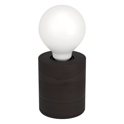 TURIALDO 1 Stolní lampa, základna dřevo, povrch černá, pro žárovku 1x28W, E27, 230V, IP20, tř.2, rozměry d=85mm, h=100mm vč. vypínače na kabelu
