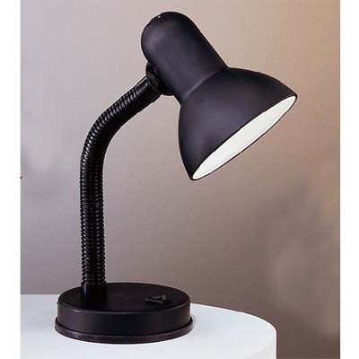 PITTY BASIC Stolní lampa, těleso kov, flexibilní rameno plast, barva bílá, modrá, červená, černá, pro žárovku 1x60W, E27, 230V, IP20, h=300mm, základna =125mm, s vypínačem.