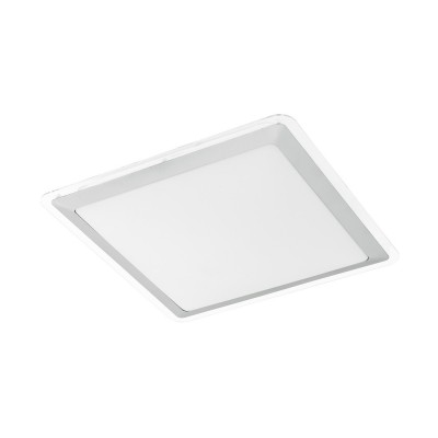 COMPLETA 1 Stropní svítidlo, základna kov, povrch bílá, difuzor plast opál, stříbrné detaily, LED 24W, teplá 3000K, 2500lm, 230V, IP20, tř.1, rozměry 340x340x40mm