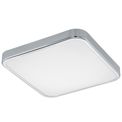 MANILVA 1 VÝPRODEJ Stropní svítidlo, základna kov, povrch chrom, difuzor plast opál, LED 16W, teplá 3000K, 1500lm, 230V, do koupelny IP44, tř.1, rozměry 290x290x70mm