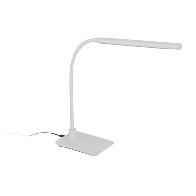 LAROA Stolní lampa, flexibilní rameno, husí krk, těleso plast, povrch bílá/černá, difuzor plast opál, LED 4,5W, 550lm, neutrální 4000K, 230V, IP20, tř.2, 170x325x480mm, dotykový stmívač a vypínač