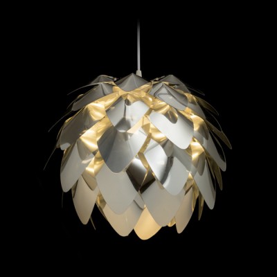 TERESTIA PENDANT 1x42W E27 Závěsné svítidlo, základna plast bílá, stínítko chromovaná fólie, povrch chrom lesk, pro žárovku 1x42W, E27, 230V, IP20, tř.1. rozměry těleso d=430mm h=376mm, včetně závěsu l=1350mm, lze zkrátit