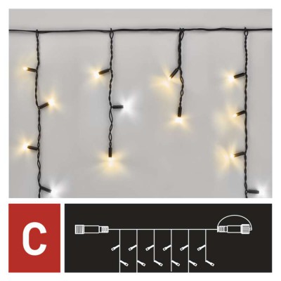VZ PROFI 50LED  třásně bílá, svítí/bliká, IP44, 3m Spojovatelný vnitřní/venkovní vánoční třásně, 50 LED, 40 LED teplá svítí stále, 10 LED studená bliká, svítící část l=3m, h=0,4m, rozteč 0,1m, IP44, kabel čená, trafo SAMOSTANĚ