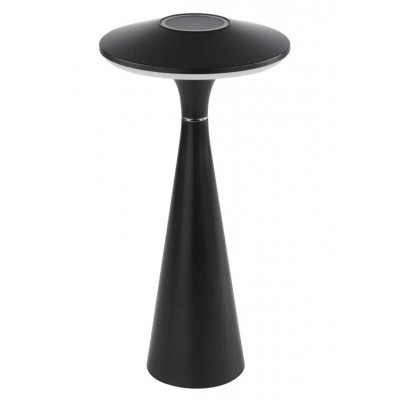 VRANA TL 2,2W CCT USB Stolní lampa, těleso plast černá, dif plast opál, LED 2,2W, 180lm, dotyk CCT přepín teplota teplá 3000K-denní 5000K, stmívání, Ra80, napájení USB 3,7V baterie 2200mAh, IP44, d=130mm, h=270mm.